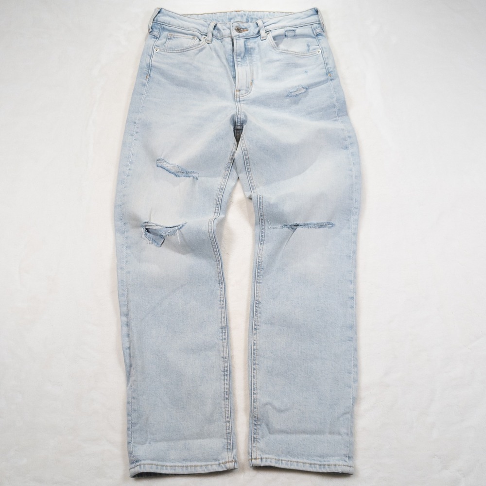 &Denim Slim Jeans Women 6 Light Wash Festival Rave Thrashed Concert Coachella